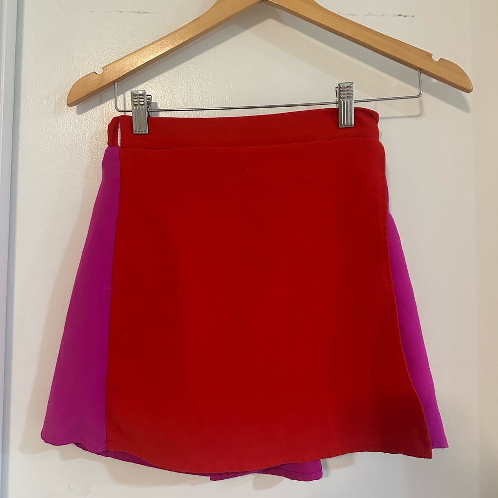 fab'rik Red and Pink A-Line Skort